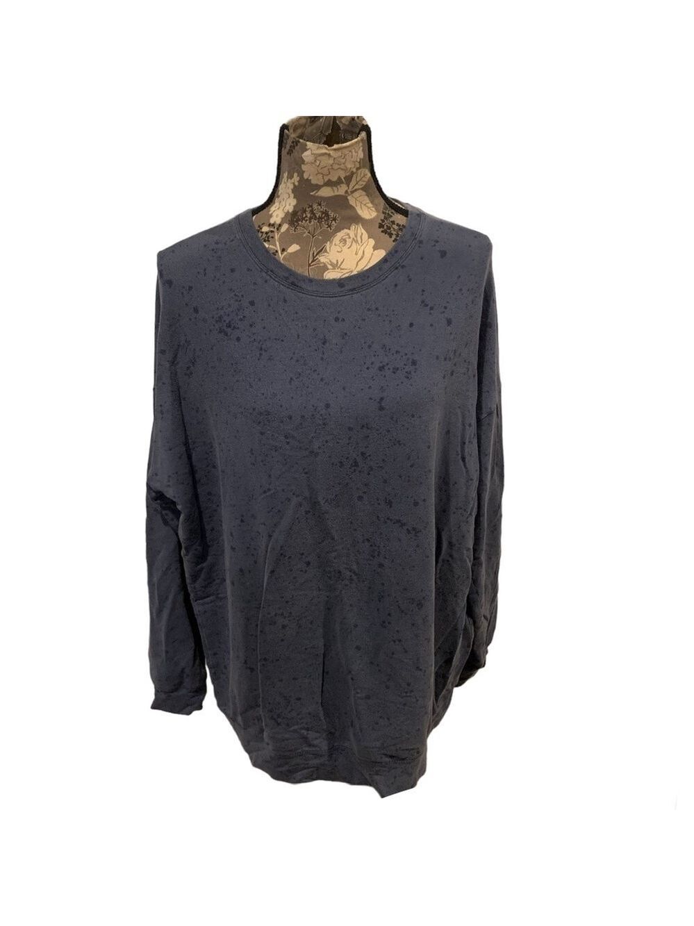 ATHLETA Studio to Street Blue Paint Splatter Crewneck Top size large